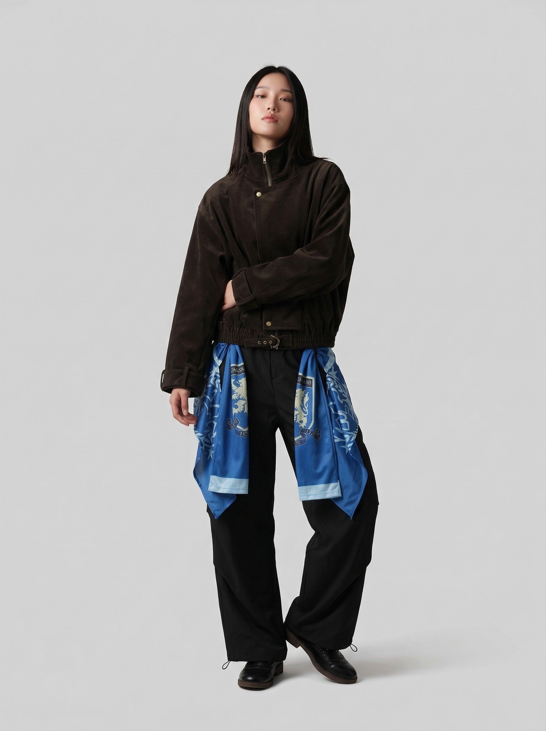 Draped Cargo Pants with Graphic Overlays