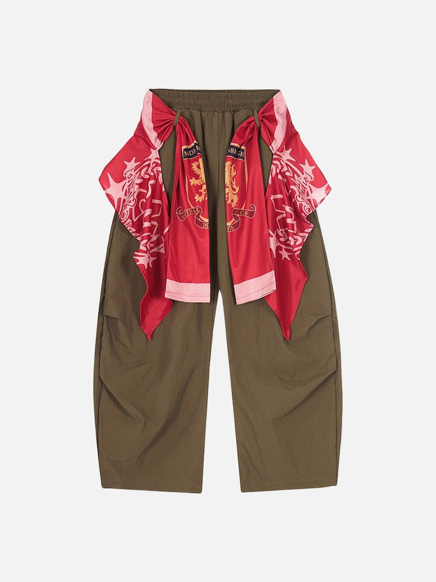 Draped Cargo Pants with Graphic Overlays