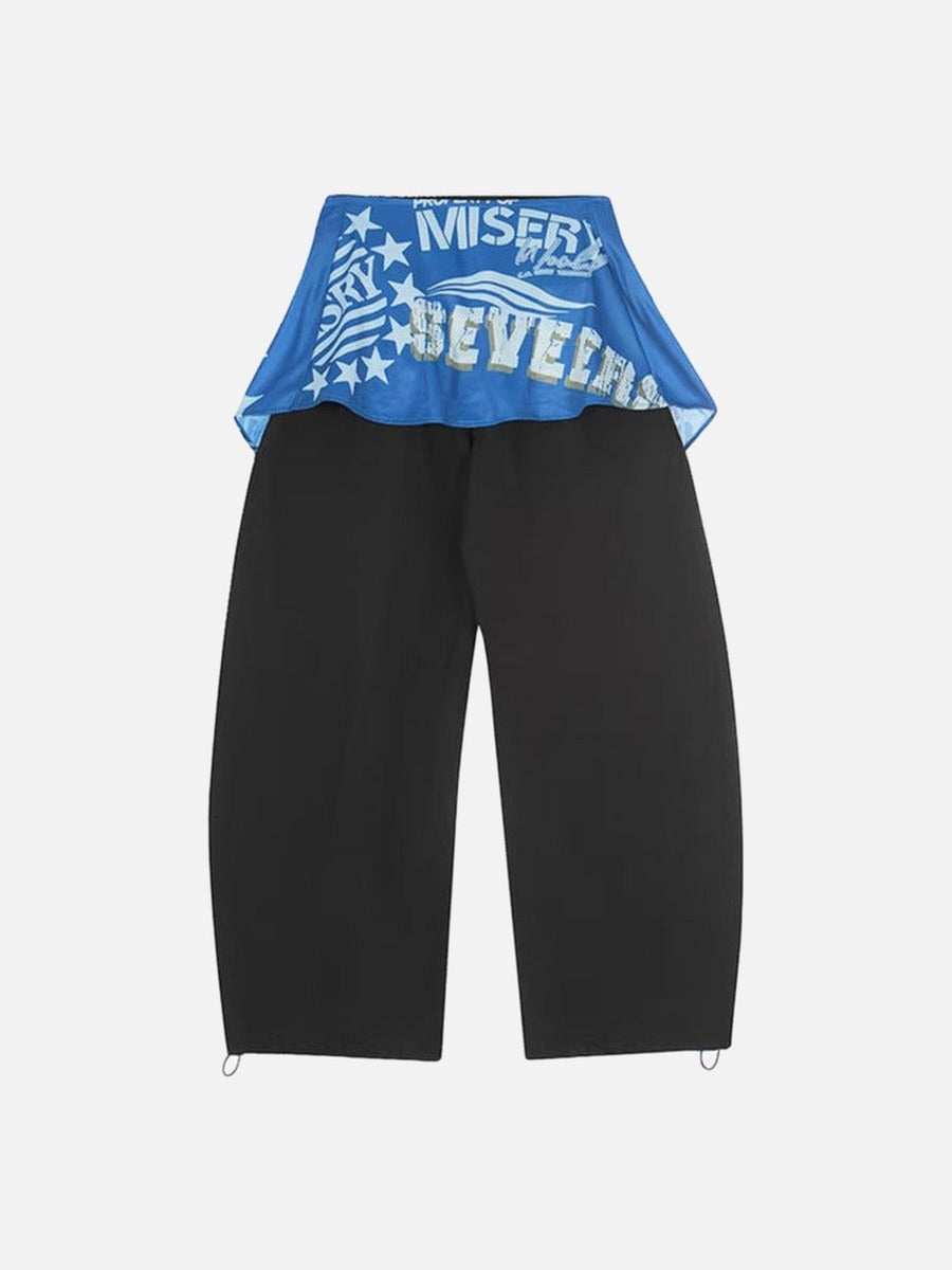 Draped Cargo Pants with Graphic Overlays