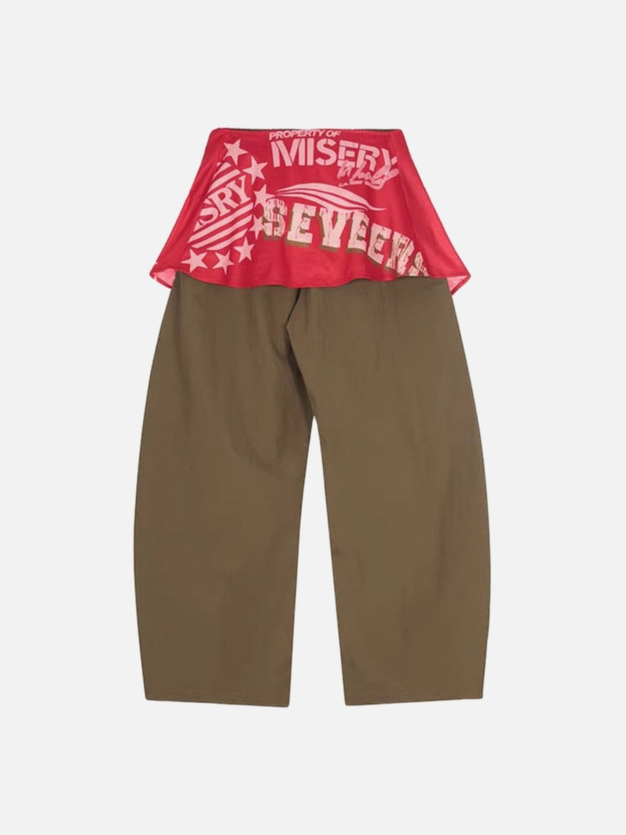 Draped Cargo Pants with Graphic Overlays