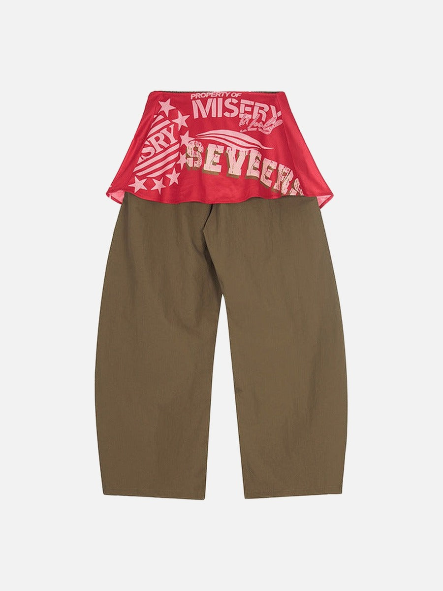 Draped Cargo Pants with Graphic Overlays