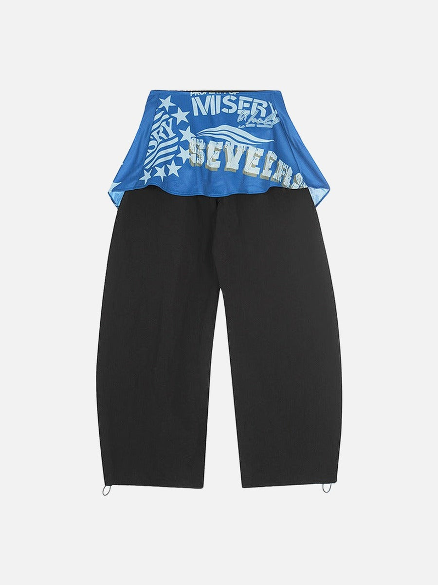 Draped Cargo Pants with Graphic Overlays
