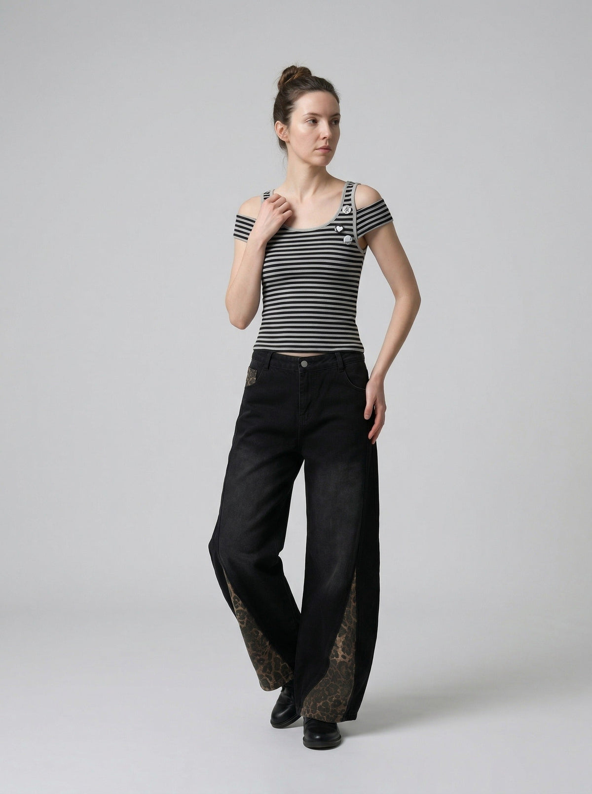 Edgy Striped Cut-Out Tank Top