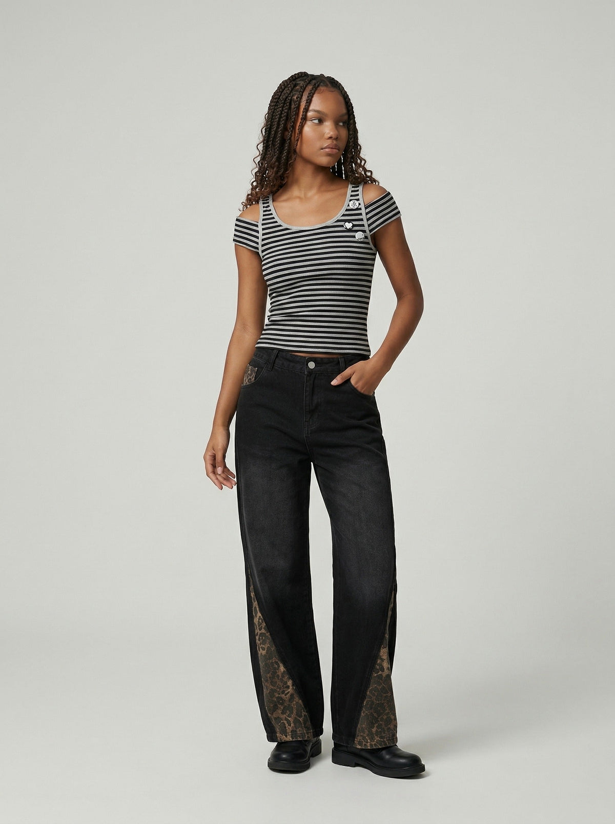 Edgy Striped Cut-Out Tank Top