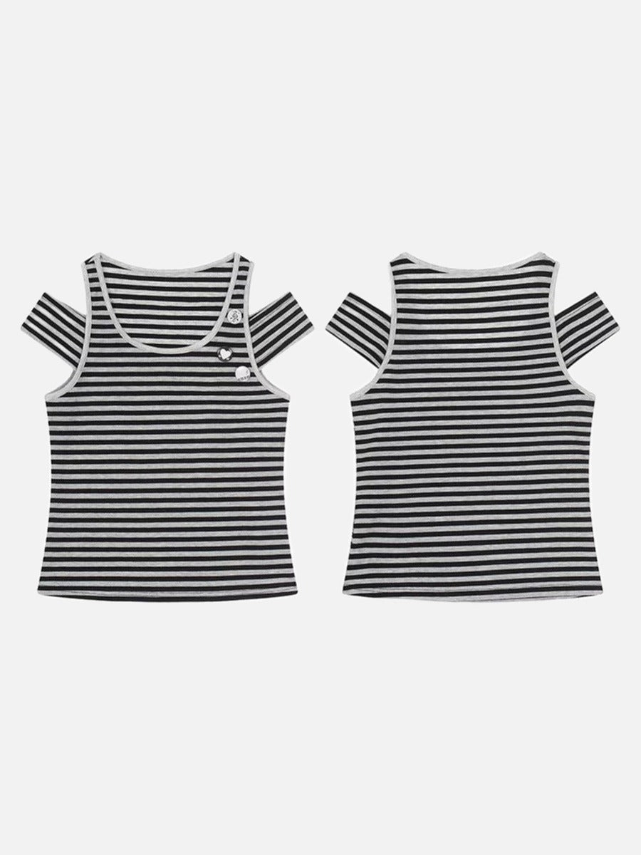 Edgy Striped Cut-Out Tank Top