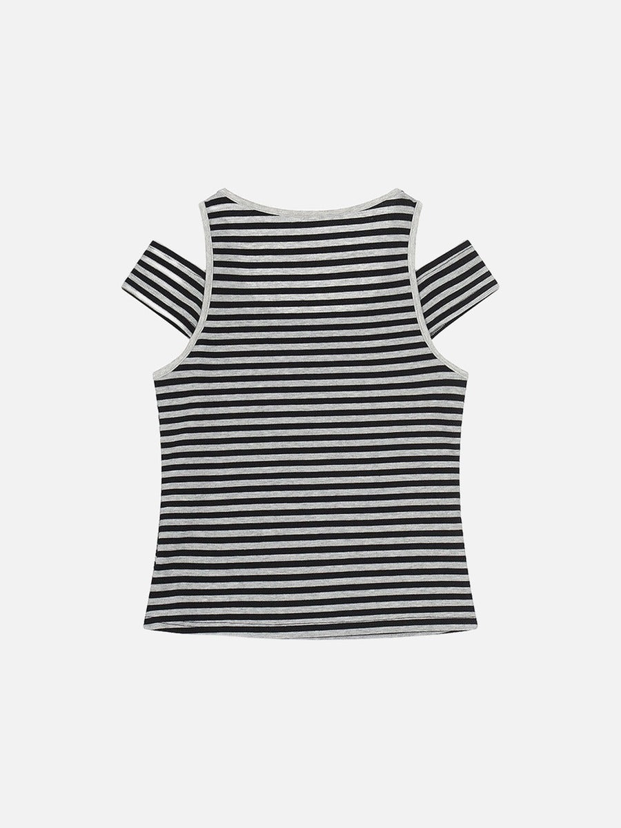 Edgy Striped Cut-Out Tank Top