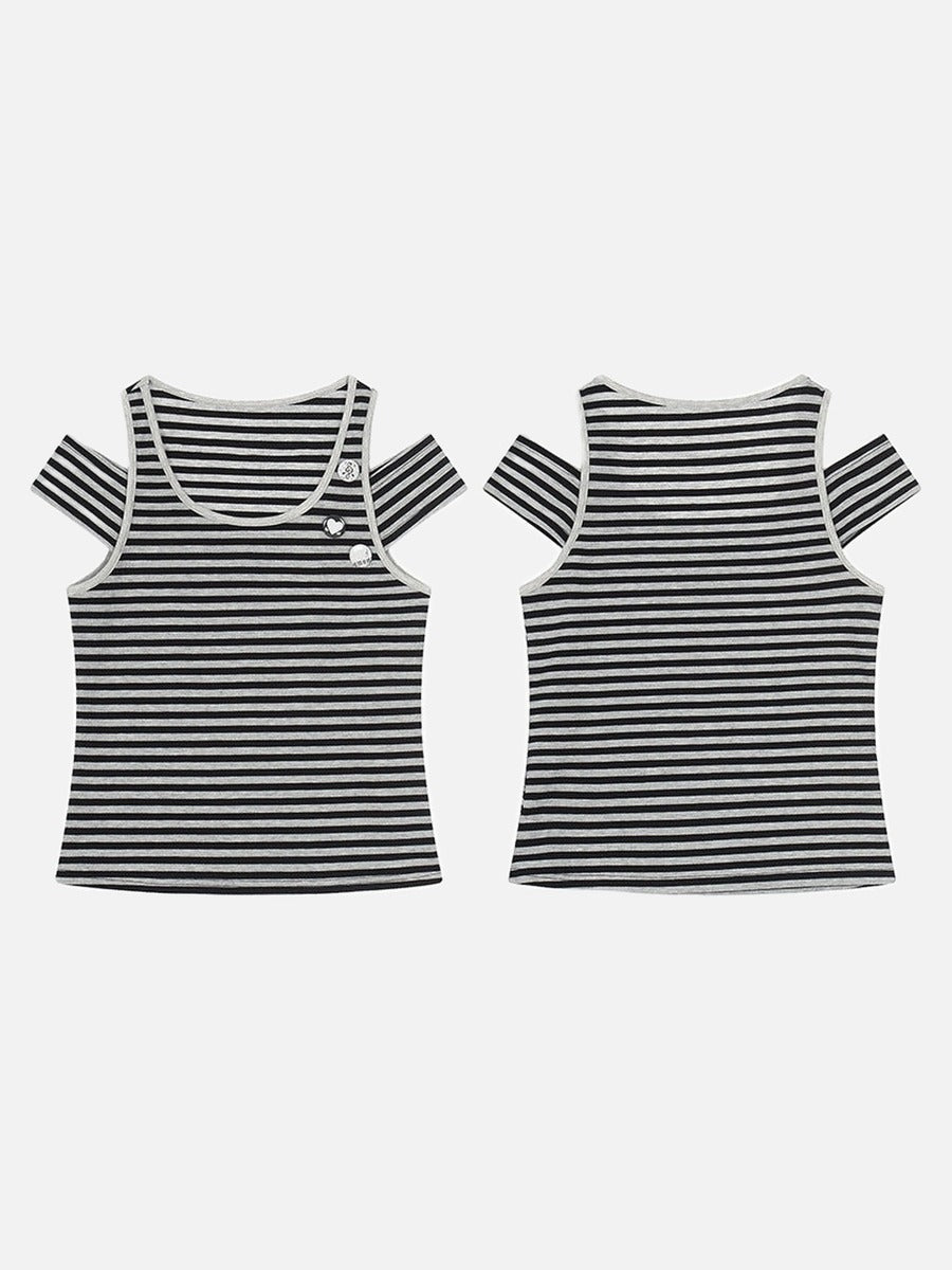 Edgy Striped Cut-Out Tank Top