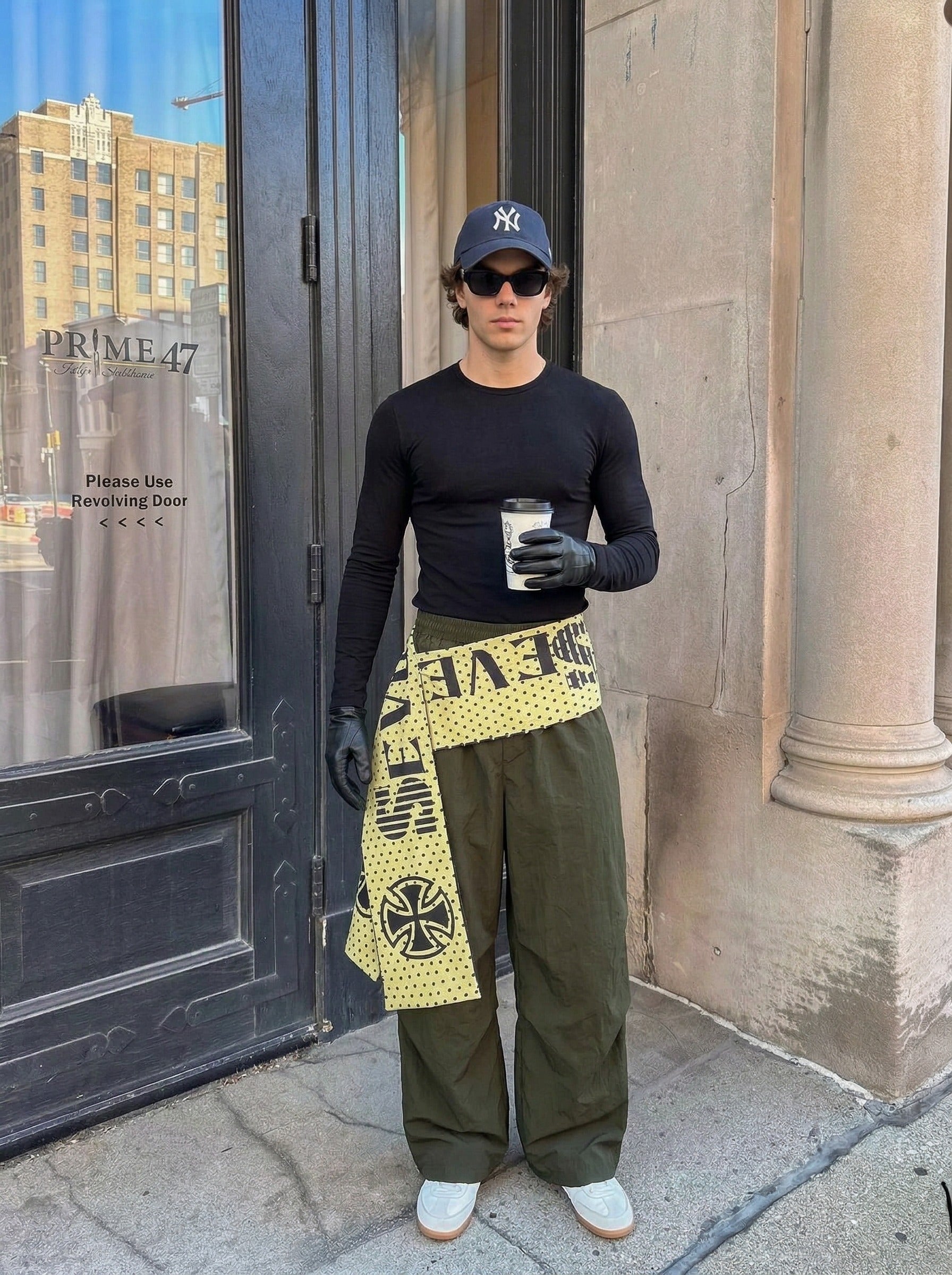 Edgy Wide-Leg Pants with Contrast Sash
