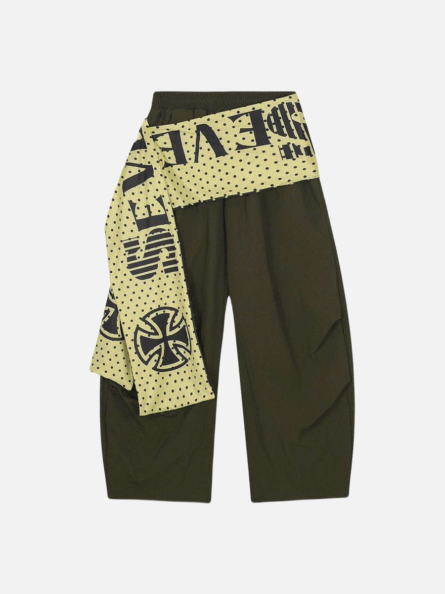 Edgy Wide-Leg Pants with Contrast Sash