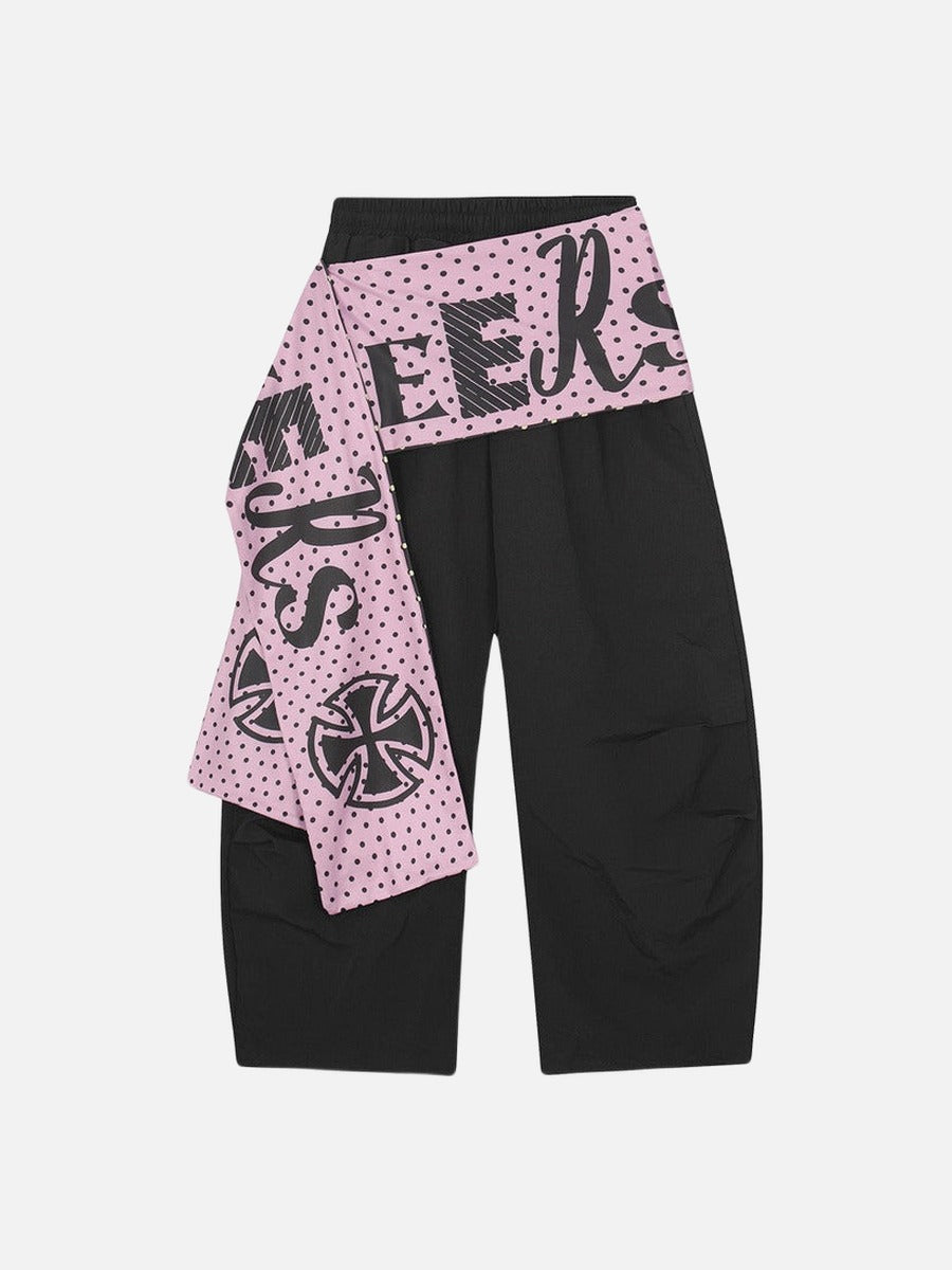 Edgy Wide-Leg Pants with Contrast Sash