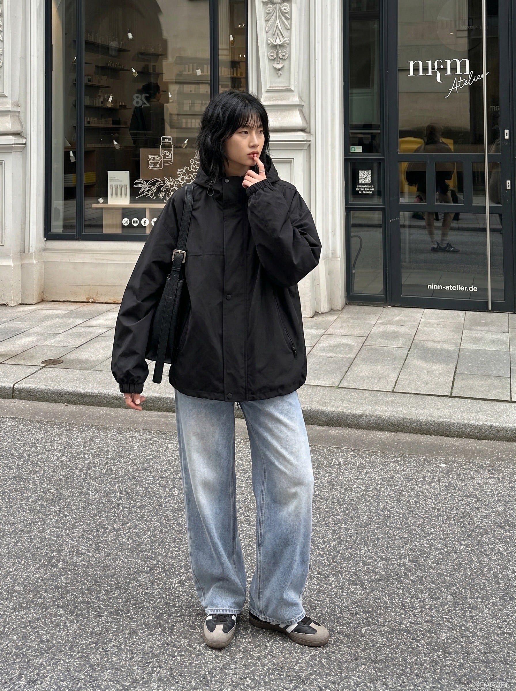 Faded Light Blue Wide-Leg Denim Jeans