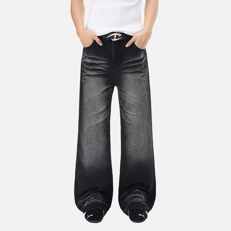 Flared Wide-Leg Denim Jeans