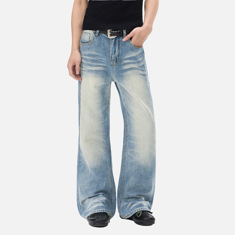 Flared Wide-Leg Denim Jeans
