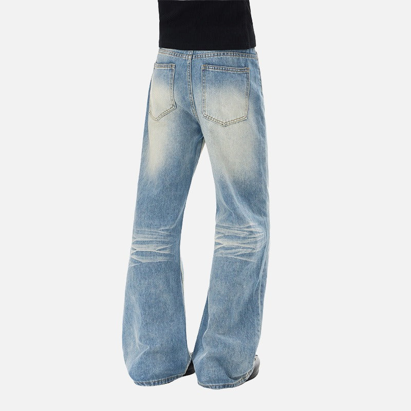 Flared Wide-Leg Denim Jeans