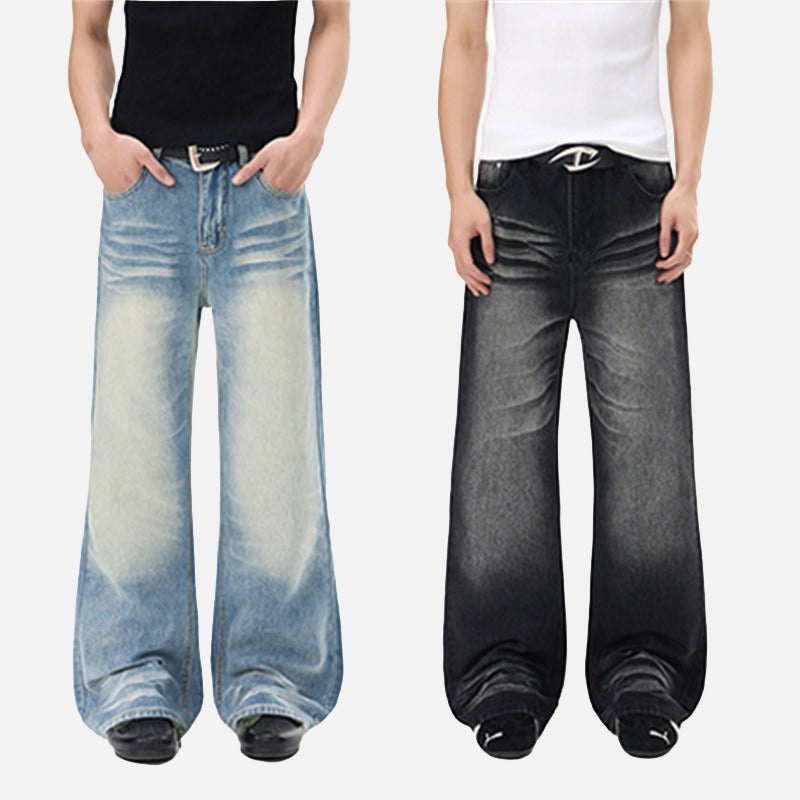 Flared Wide-Leg Denim Jeans