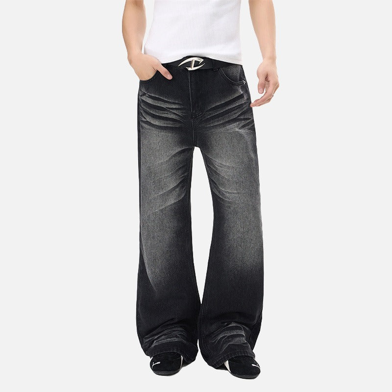 Flared Wide-Leg Denim Jeans