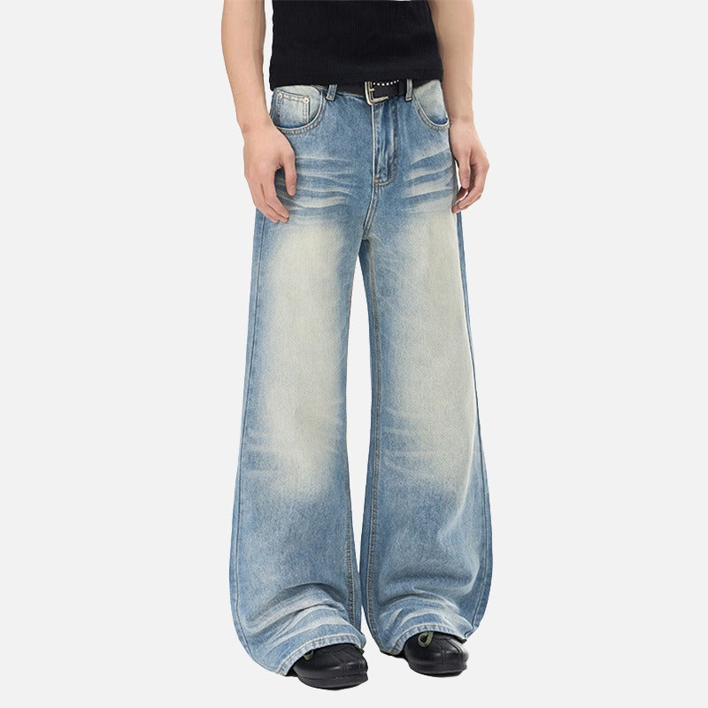Flared Wide-Leg Denim Jeans