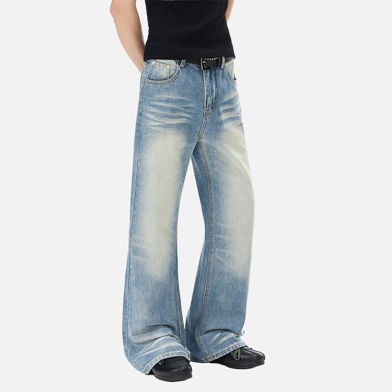 Flared Wide-Leg Denim Jeans