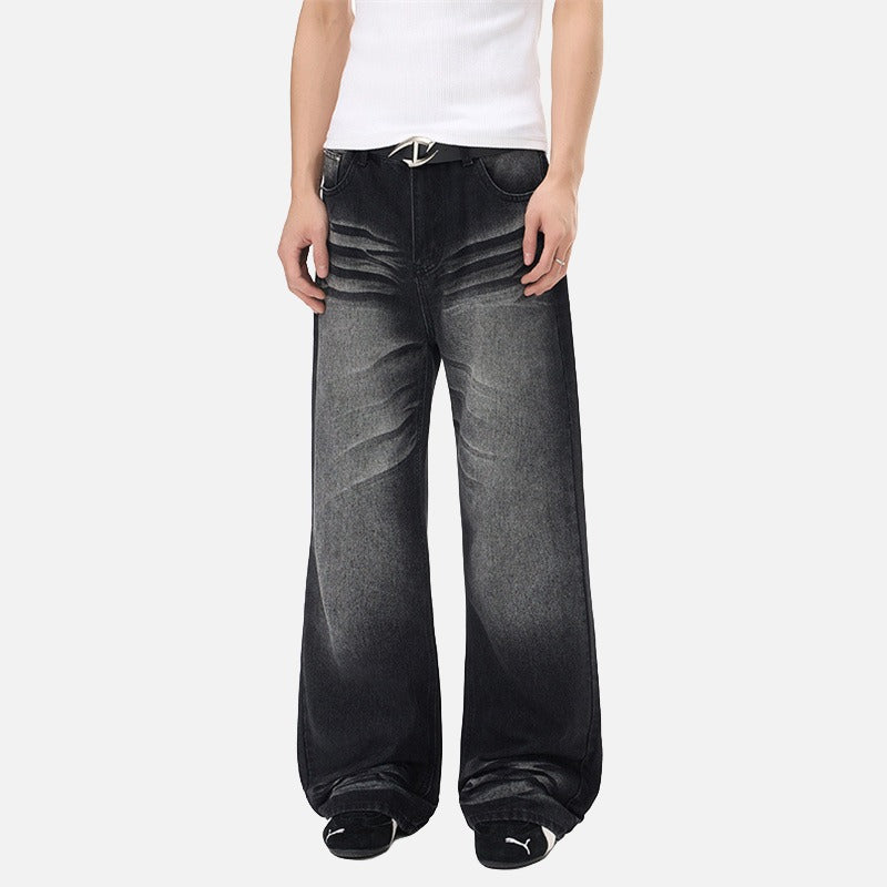 Flared Wide-Leg Denim Jeans