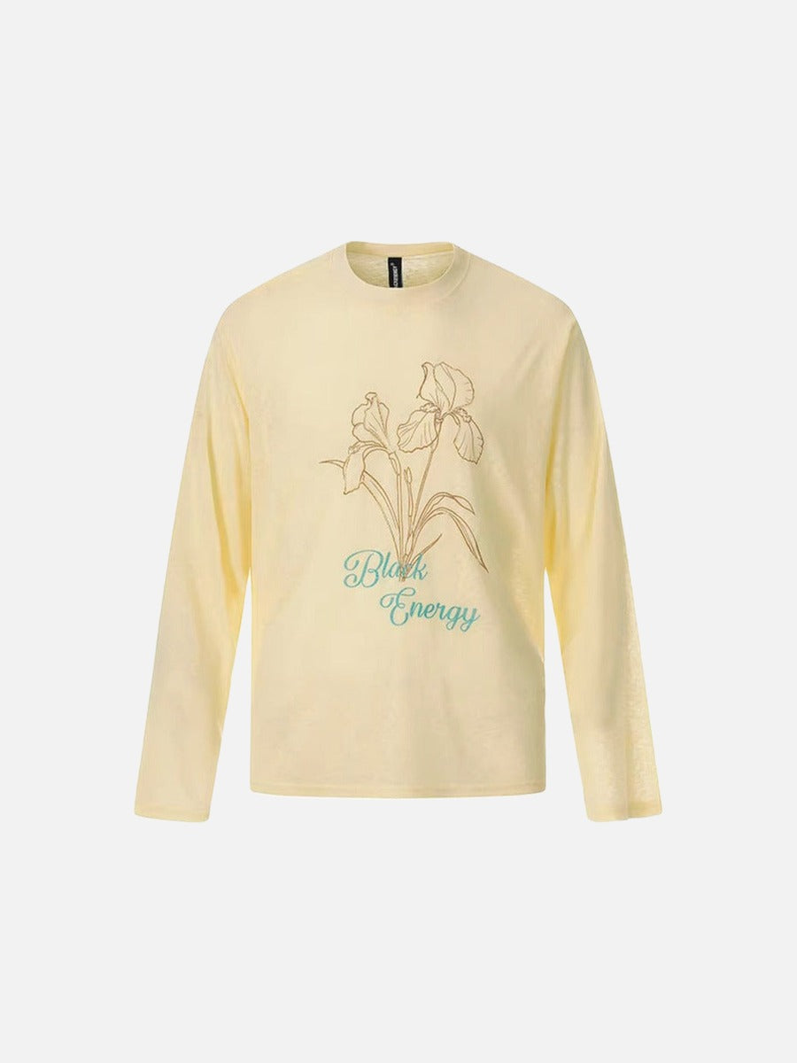 Camiseta de manga larga con gráfico floral