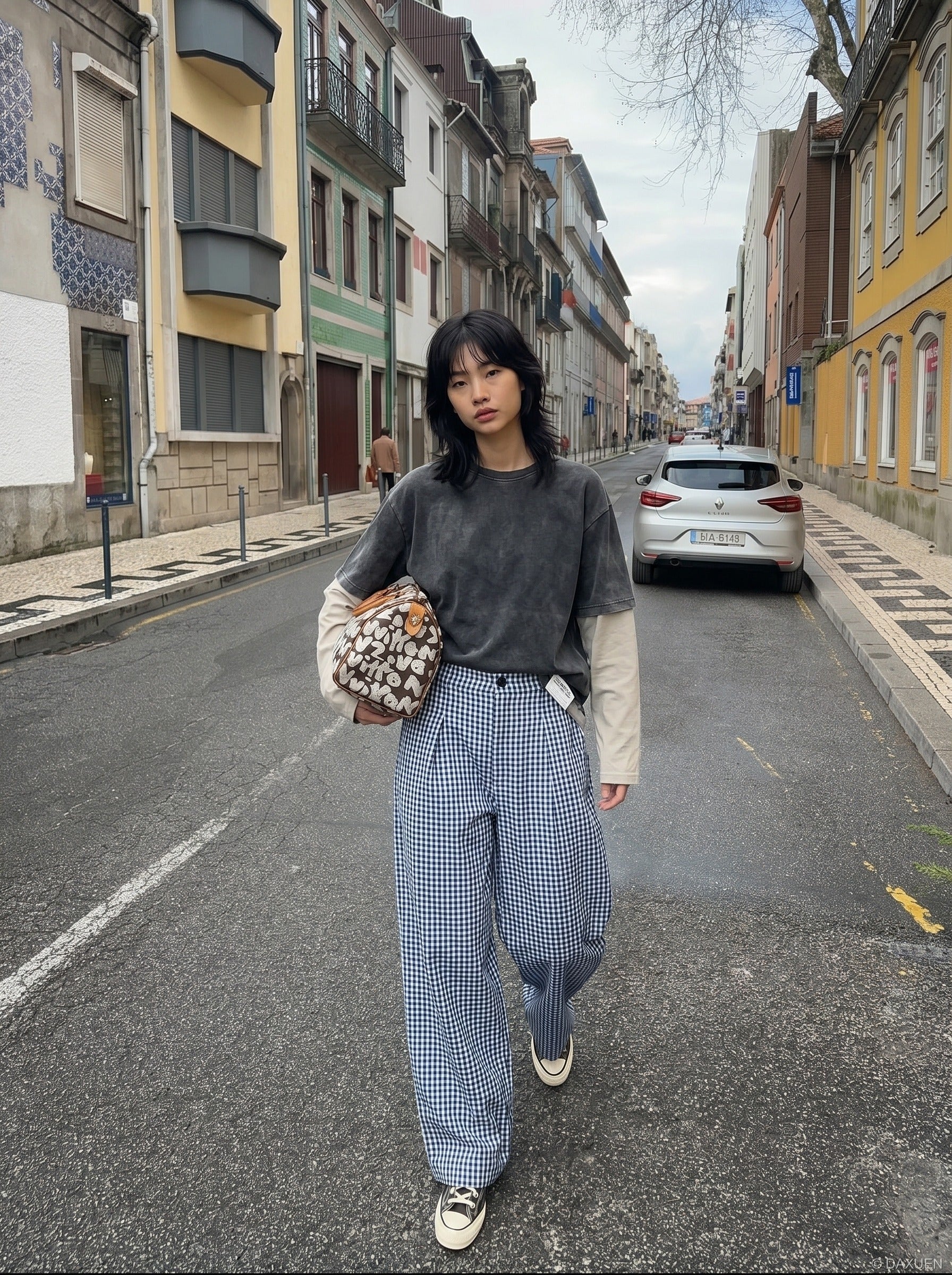 Pantalones Anchos Gingham