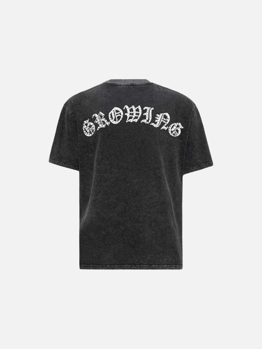 Camiseta Gótica Gráfica con Pedrería