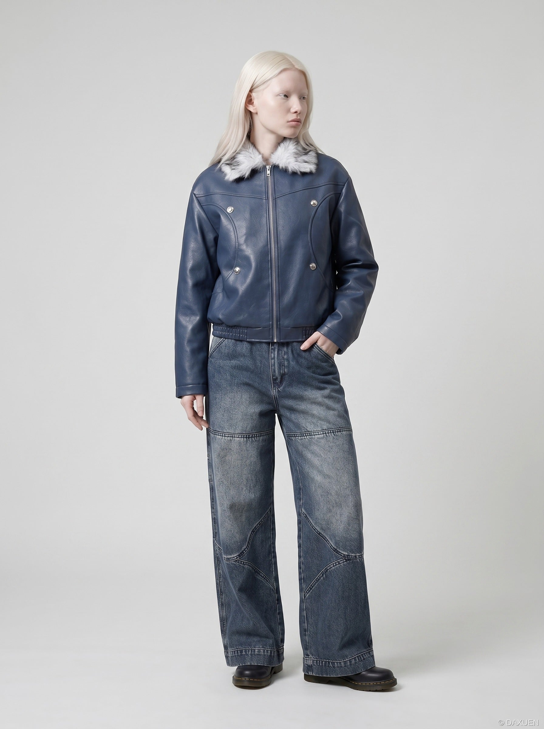 Gradient Wide-Leg Denim Jeans