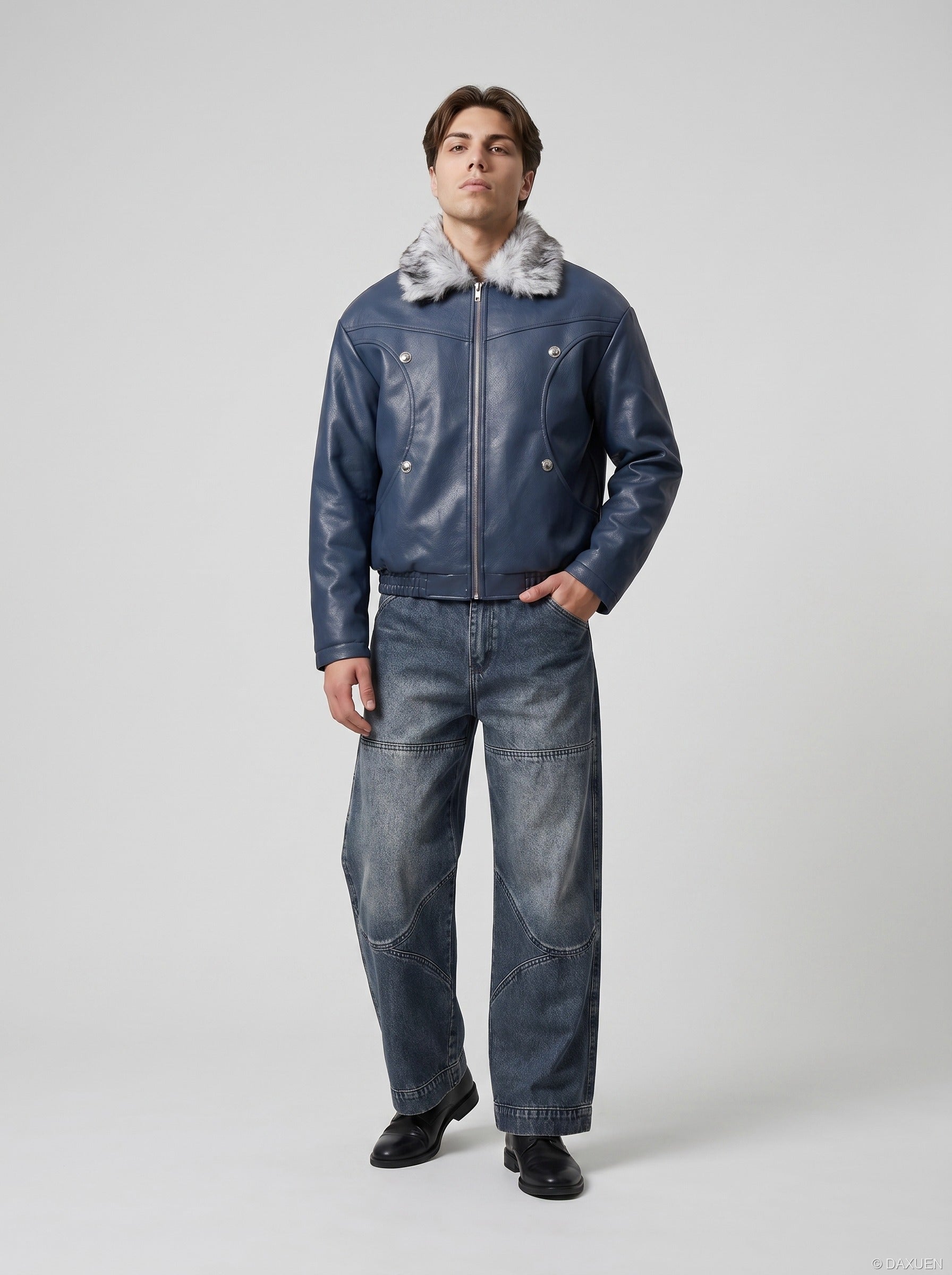 Gradient Wide-Leg Denim Jeans