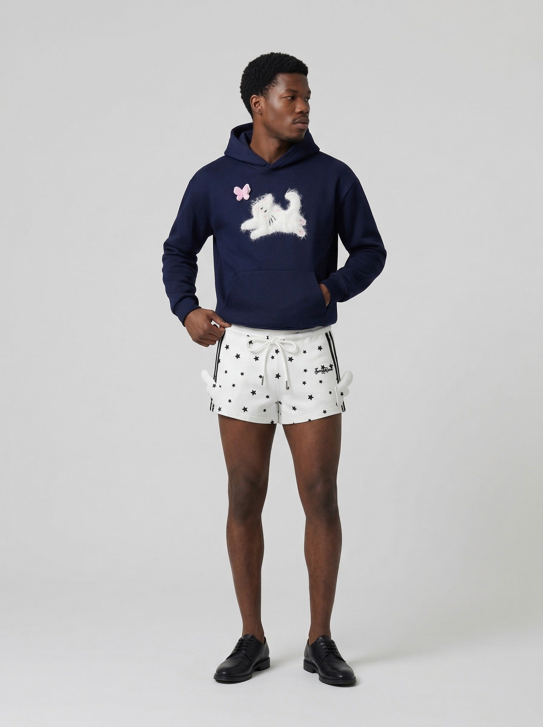Shorts de descanso de talle alto con estampado de estrellas