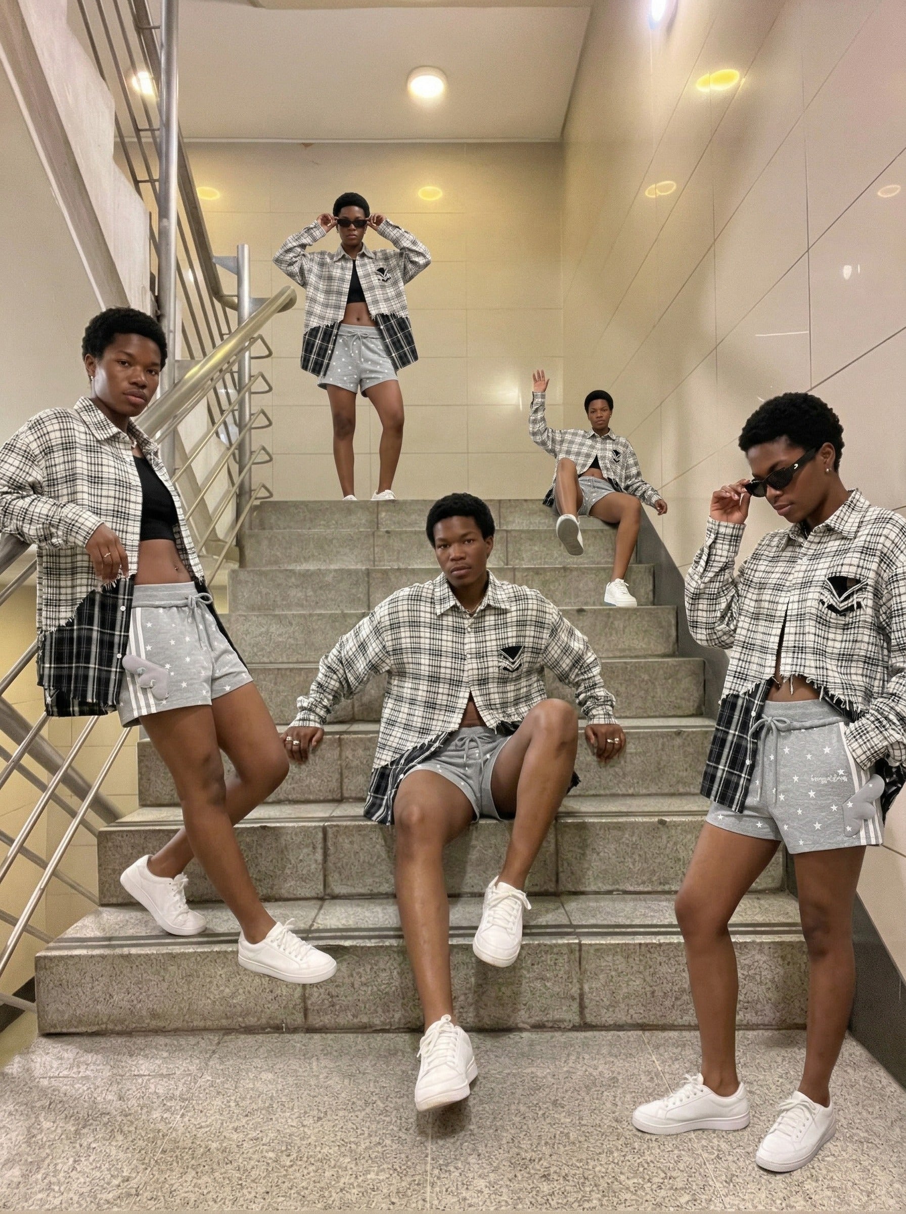 Shorts de descanso de talle alto con estampado de estrellas