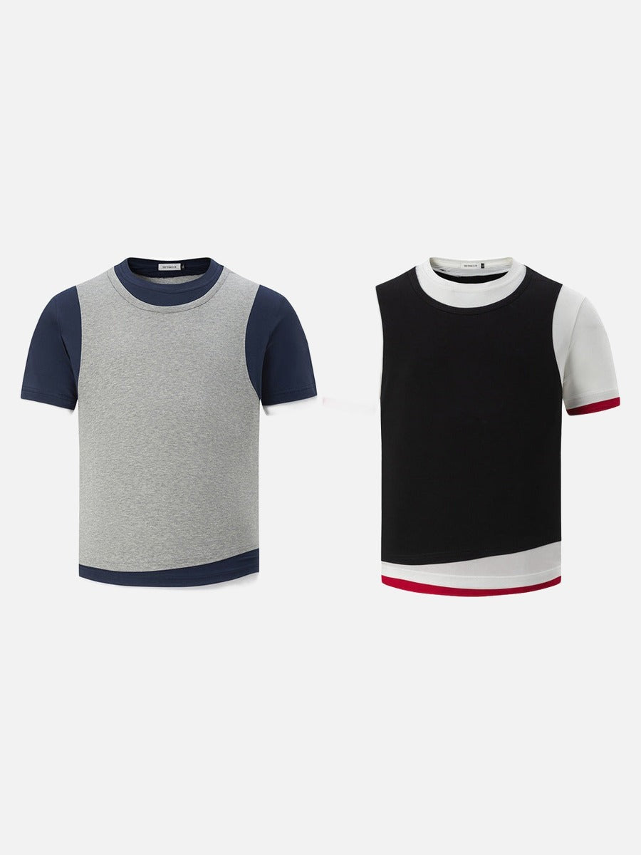 Camiseta asimétrica de capas - Manga corta