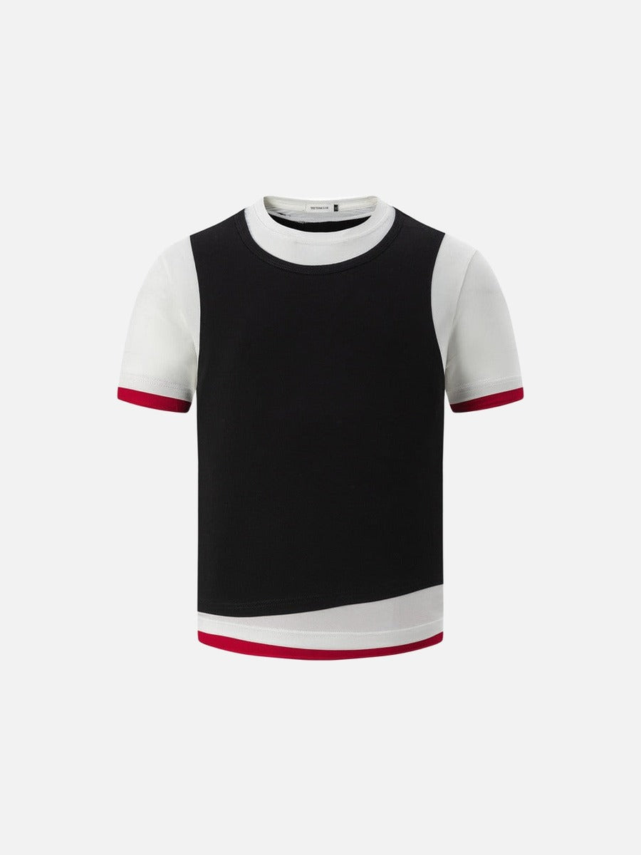 Camiseta asimétrica de capas - Manga corta
