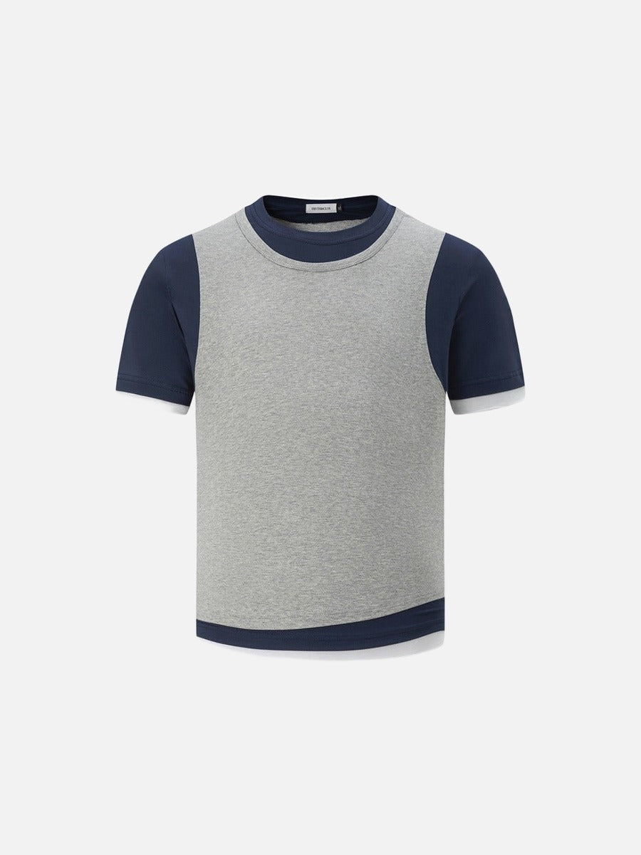 Camiseta asimétrica de capas - Manga corta