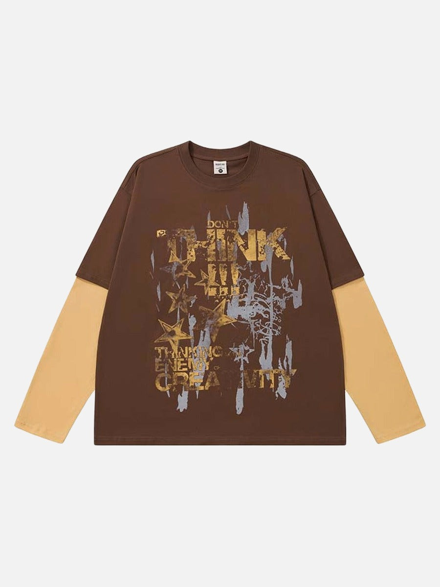 Camiseta de manga larga con gráfico y efecto de capas