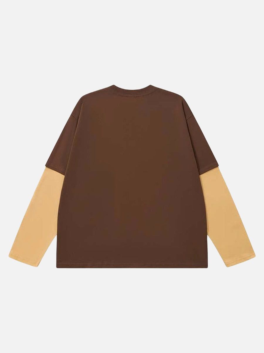 Camiseta de manga larga con gráfico y efecto de capas