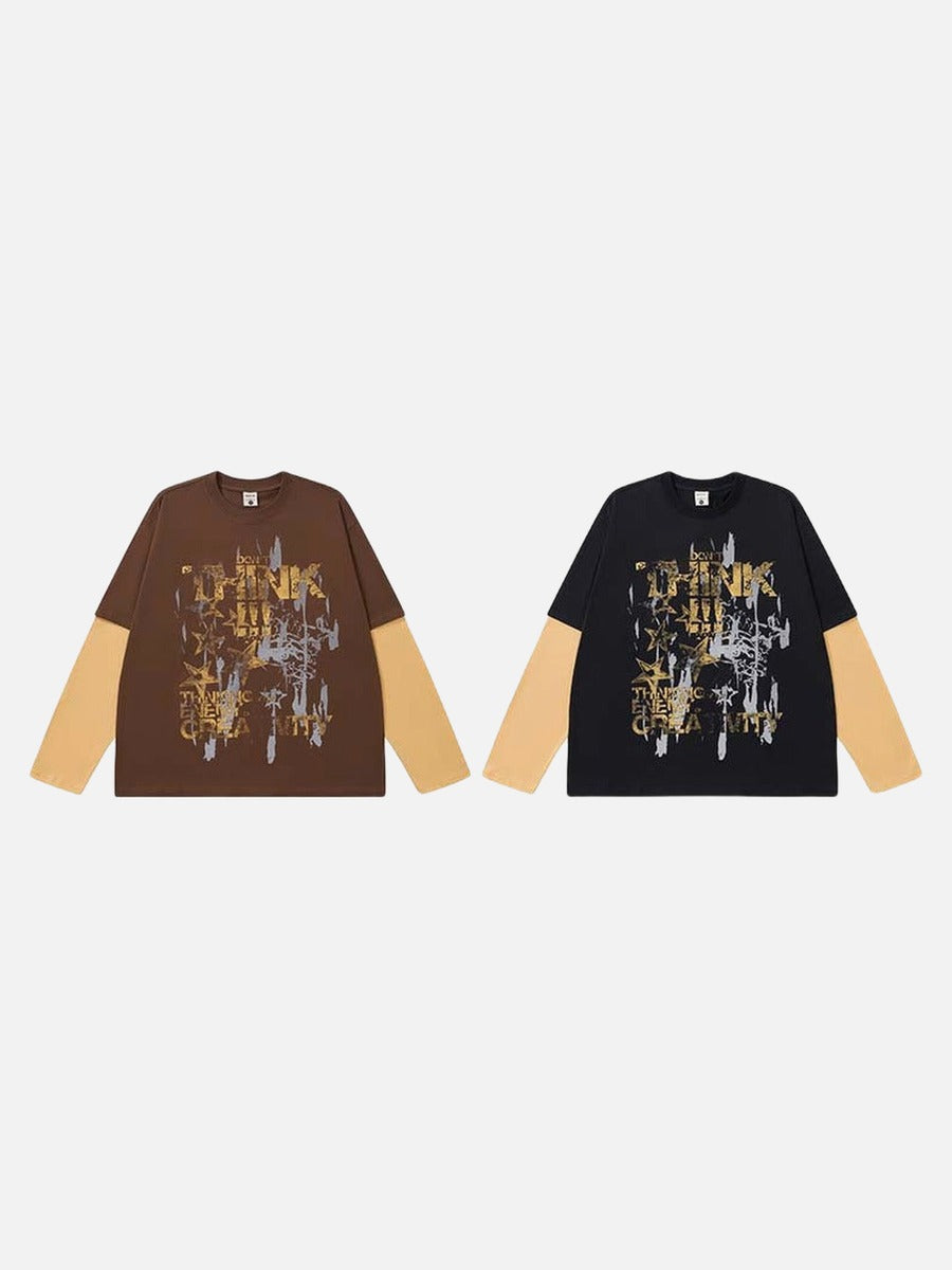 Camiseta de manga larga con gráfico y efecto de capas
