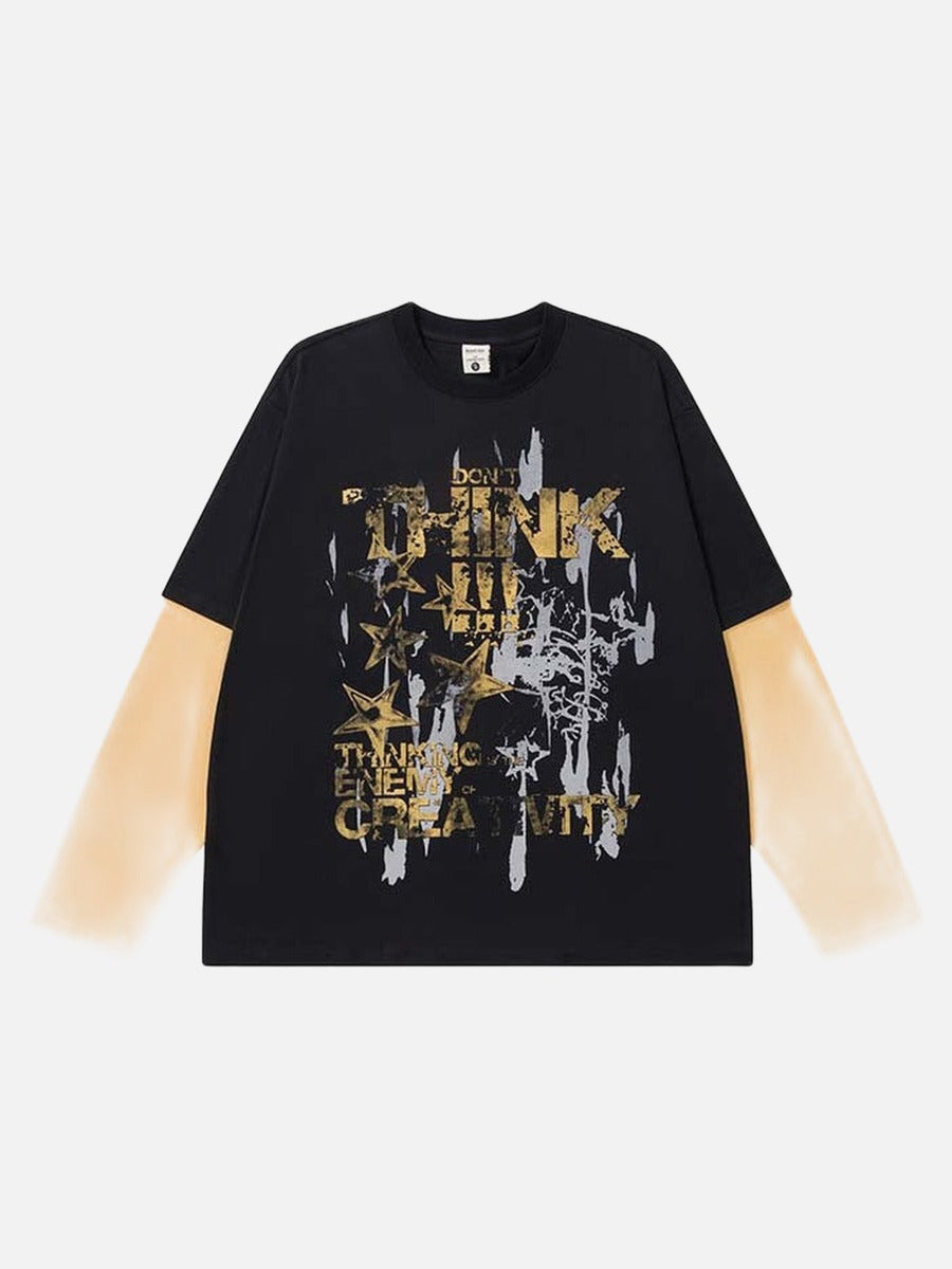 Camiseta de manga larga con gráfico y efecto de capas
