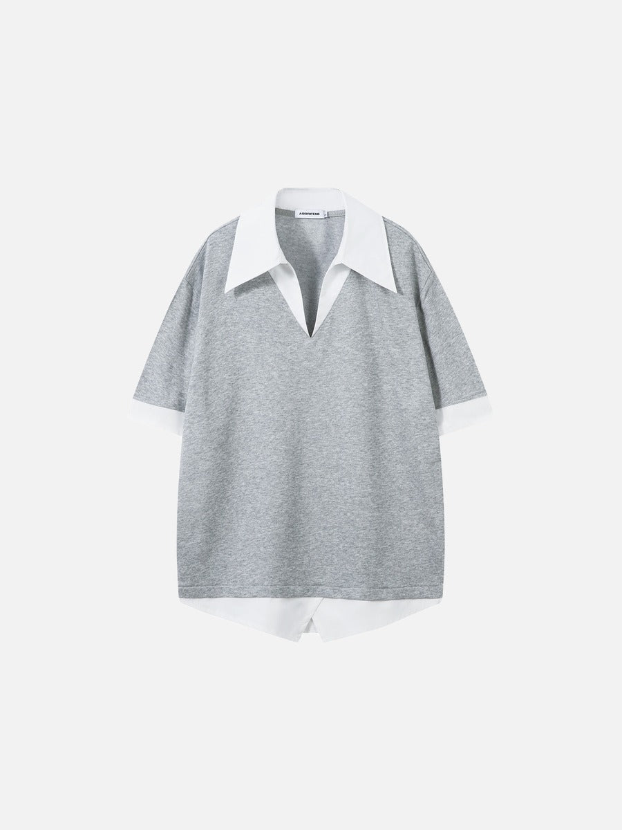 Layered V-Neck Oversized Top