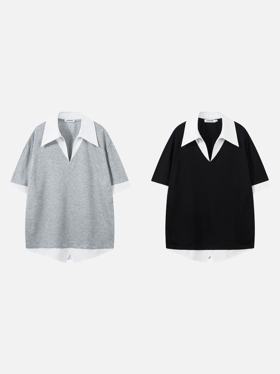 Layered V-Neck Oversized Top
