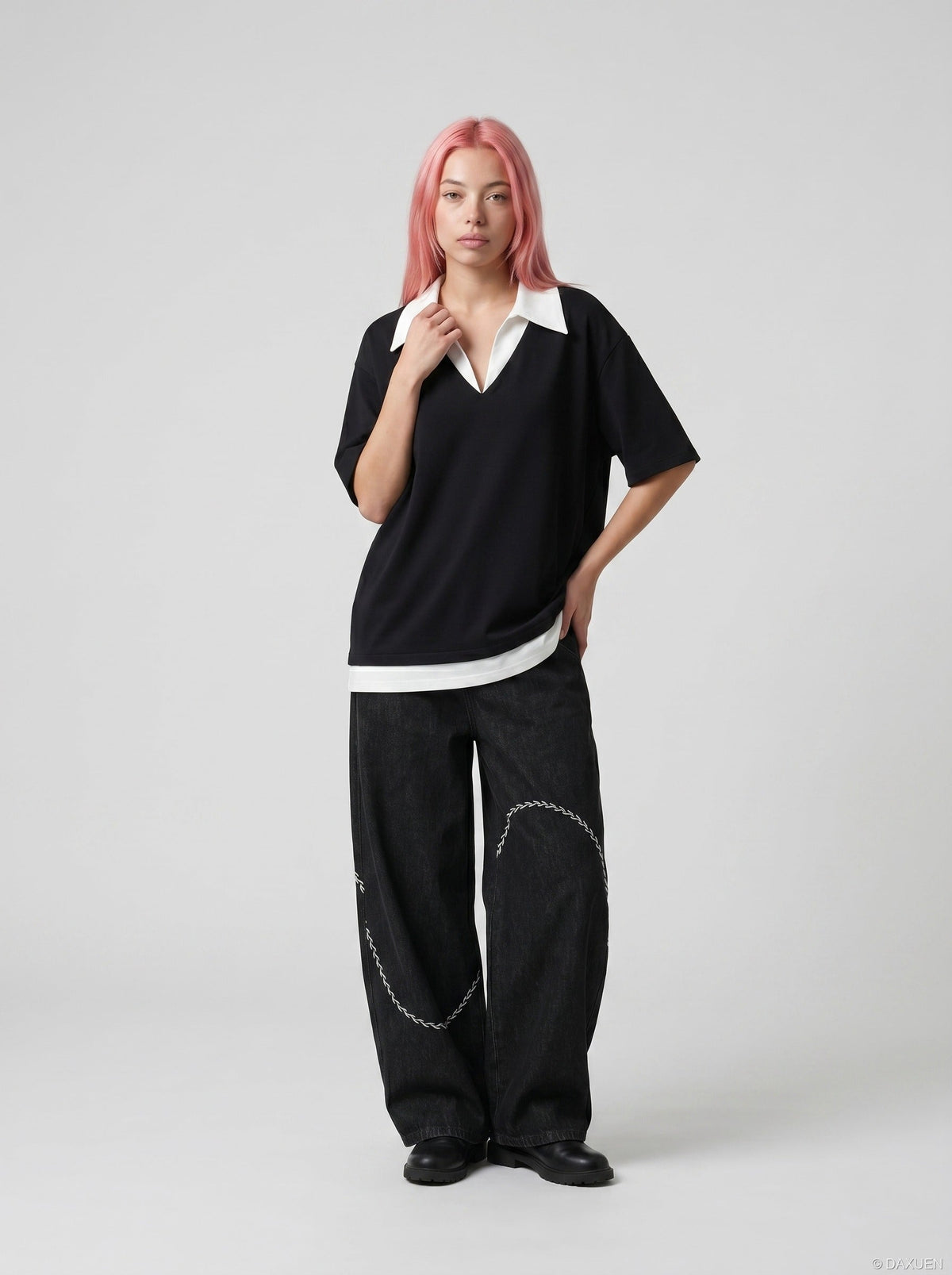 Layered V-Neck Oversized Top