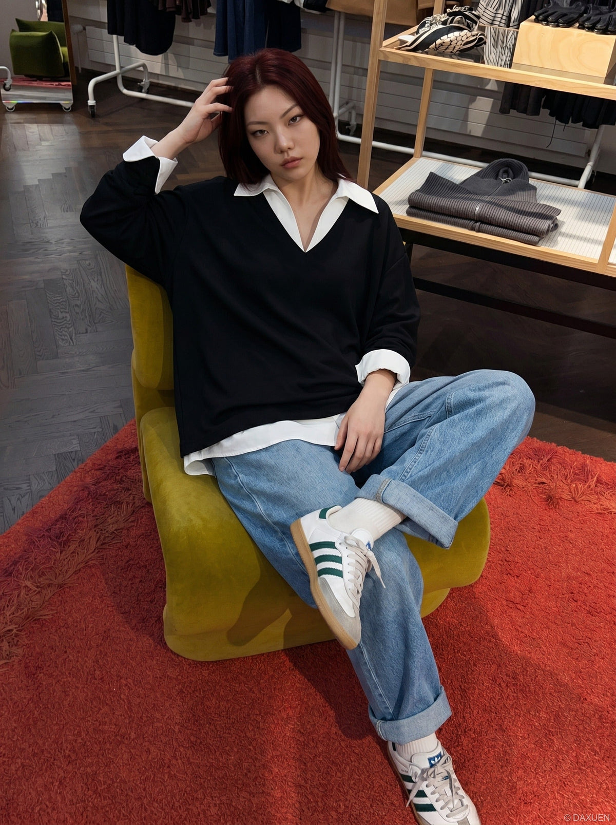 Layered V-Neck Oversized Top