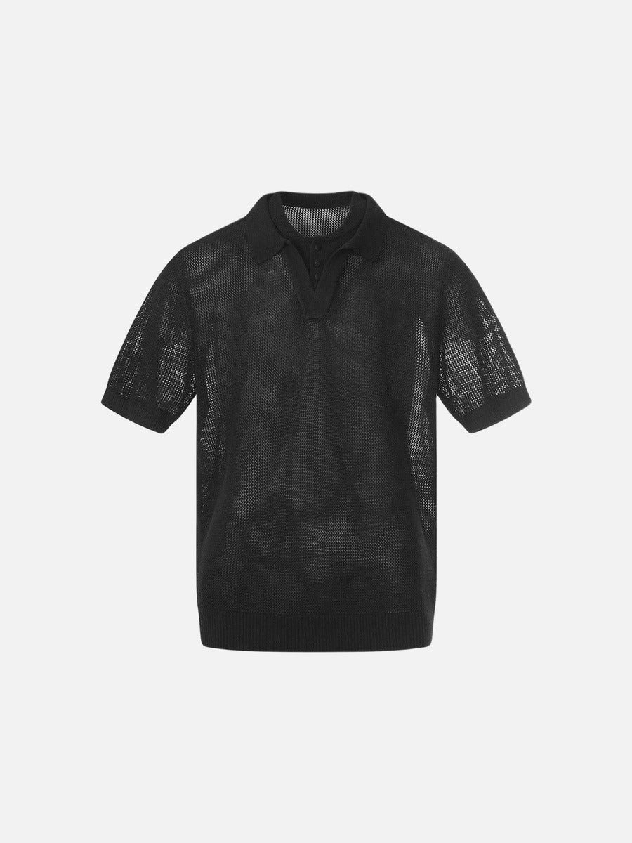 Polo beige claro y negro