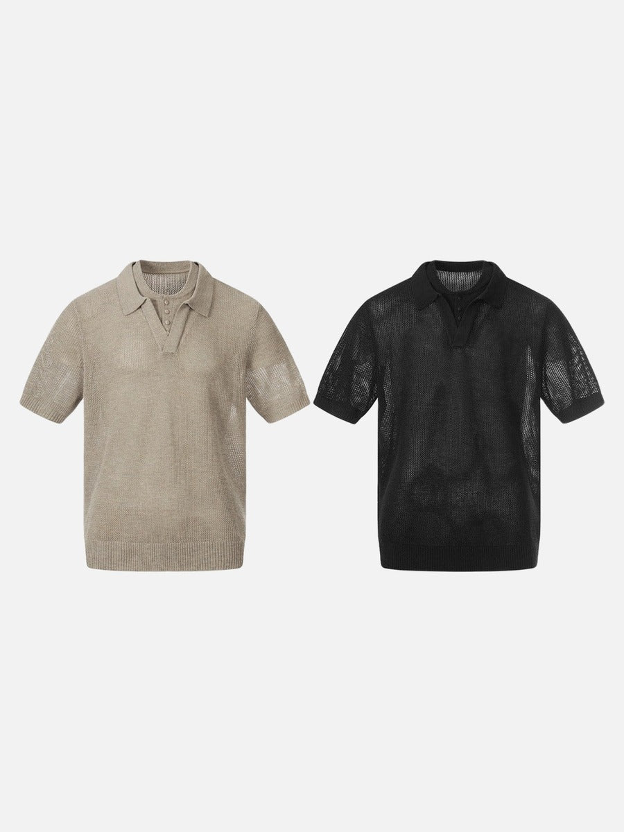 Polo beige claro y negro