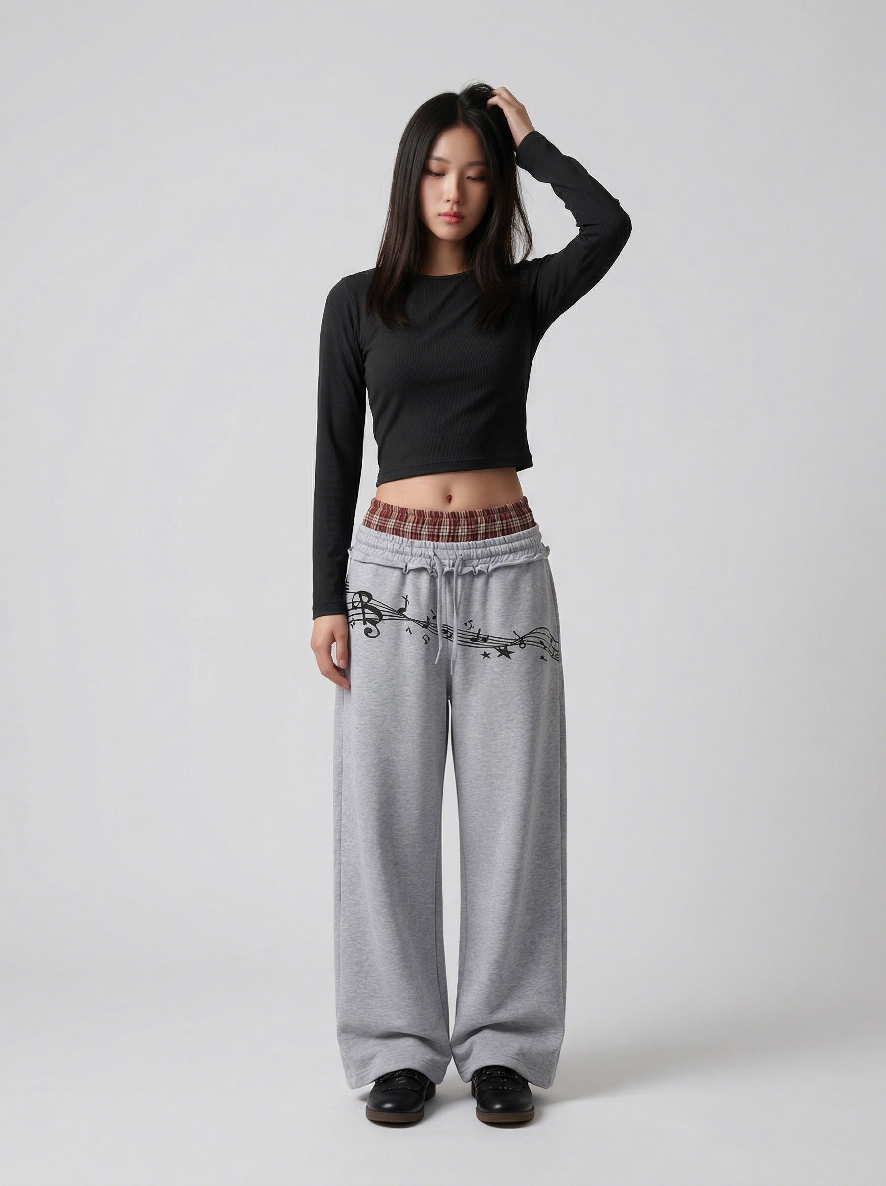 Pantalón de chándal de pierna ancha con nota musical