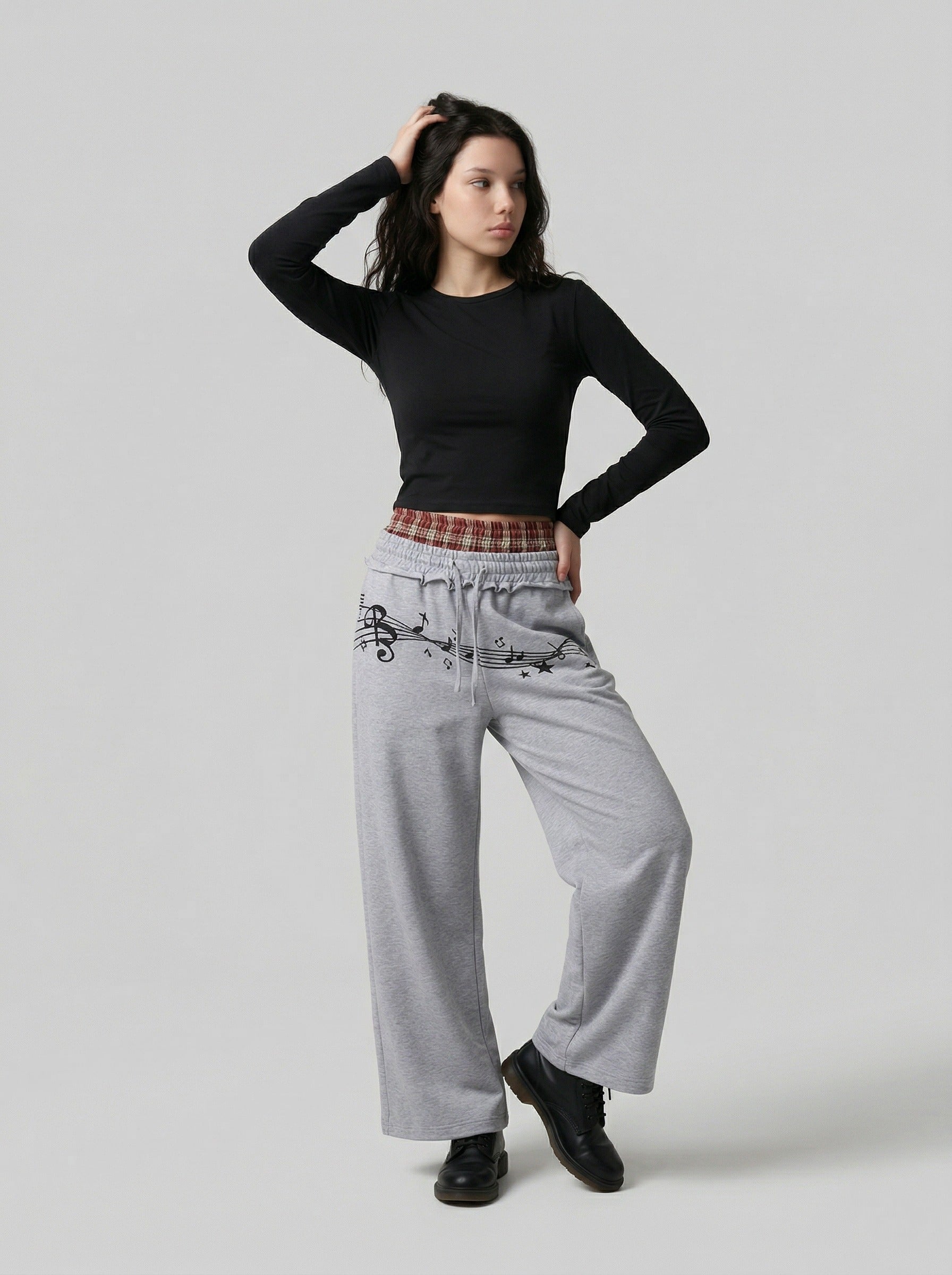 Pantalón de chándal de pierna ancha con nota musical