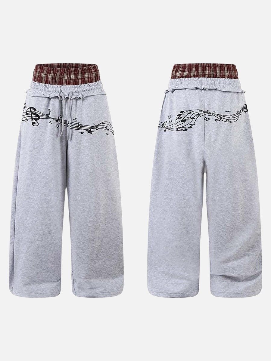 Pantalón de chándal de pierna ancha con nota musical