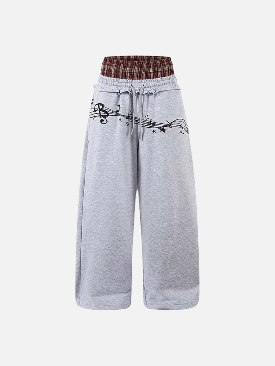 Pantalón de chándal de pierna ancha con nota musical