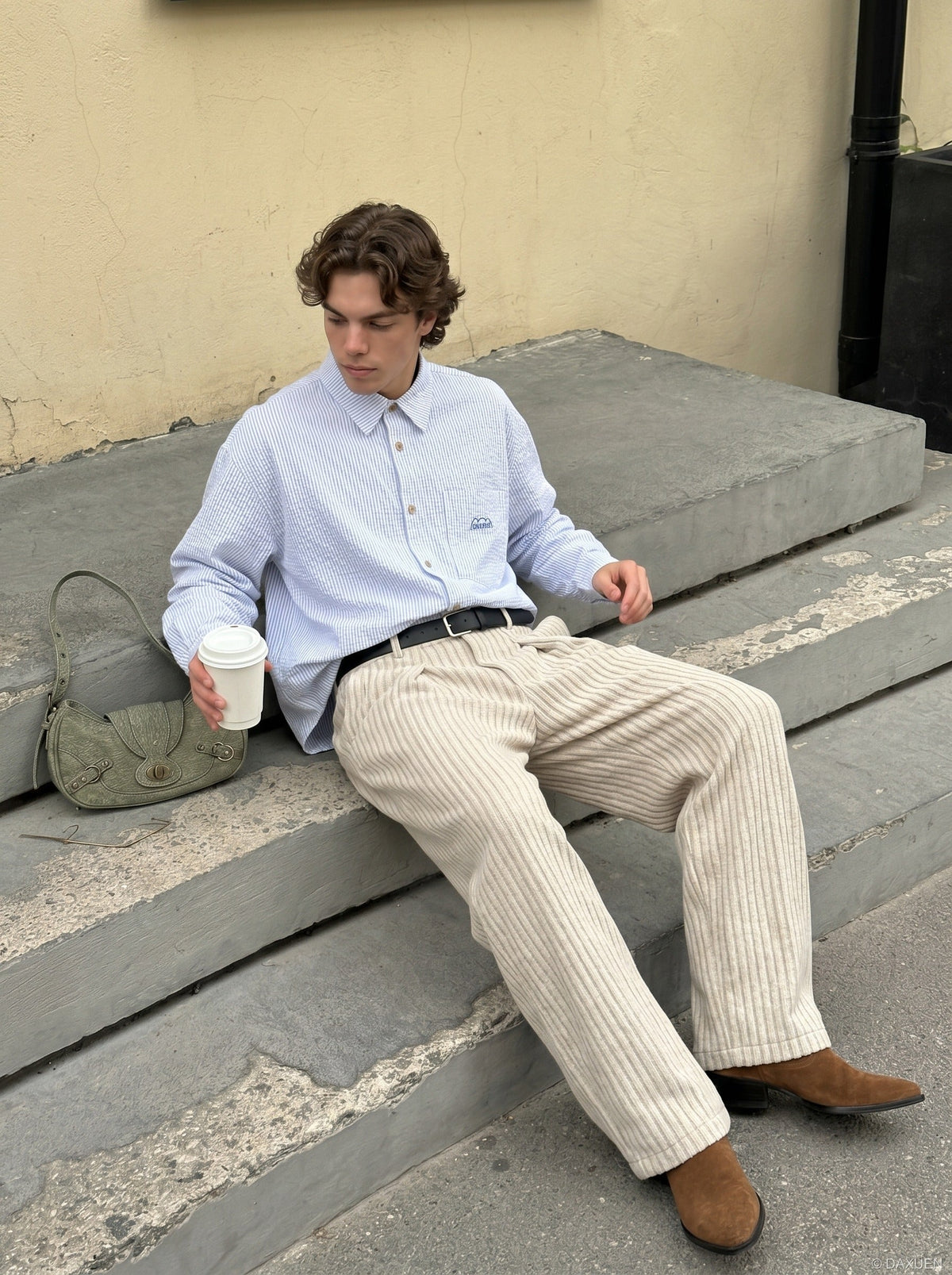 Oversized Striped Button-Down Shirt
