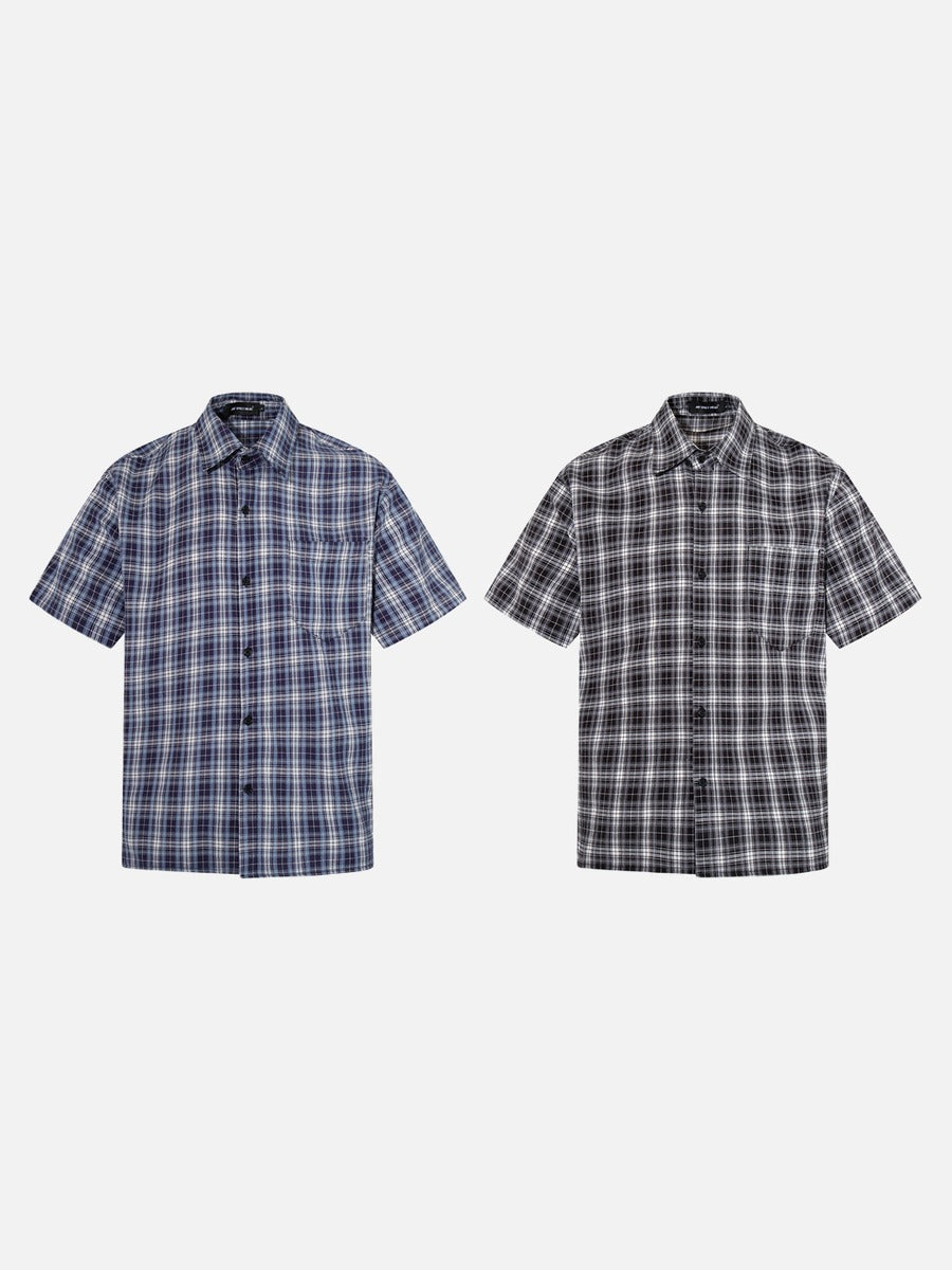 Camisa a cuadros con botones - Manga corta