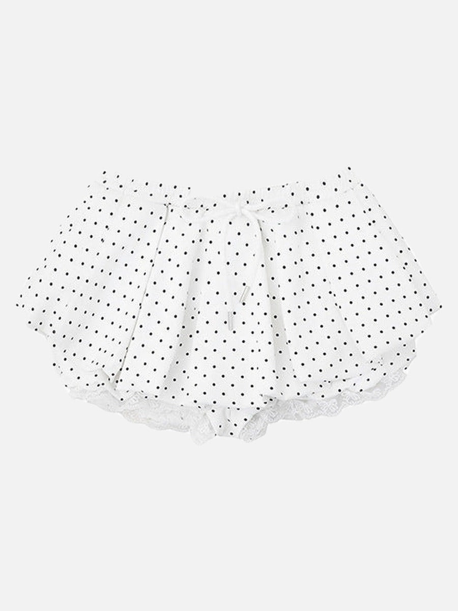 Polka Dot Ruffled Lounge Shorts